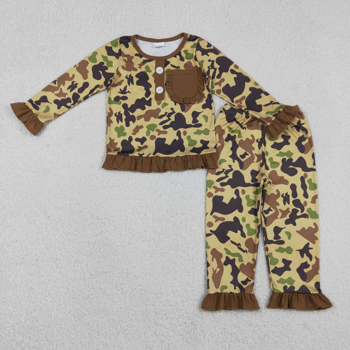 Sibling Baby Girls Hunting Ducks Deer Camo Top Pants Pajamas Sets