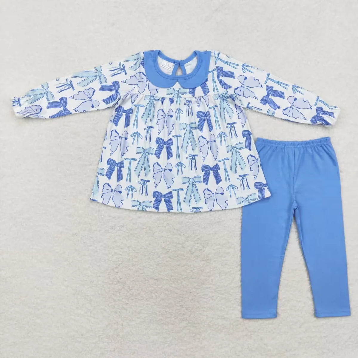 Sibling Baby Girls Bows Flowers Tunic Leggings Pant Long Ruffle Sleeves Clothes Sets