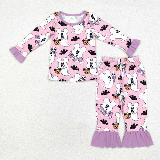 GLP1544 Ghost Pumpkin Cartoon Mouse Long Sleeve Pants Girls Halloween Pajamas Clothes Set