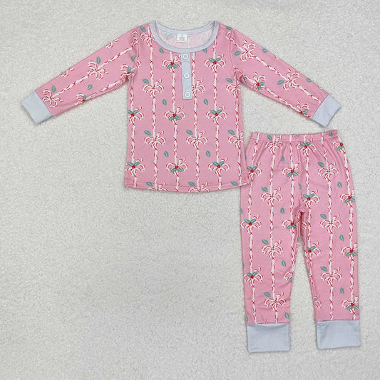 Baby Girls Christmas Bows Bamboo Pajamas Clothes Sets