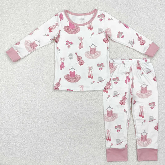 Baby Girls Pink Ballet Long Sleeve Pajama Set