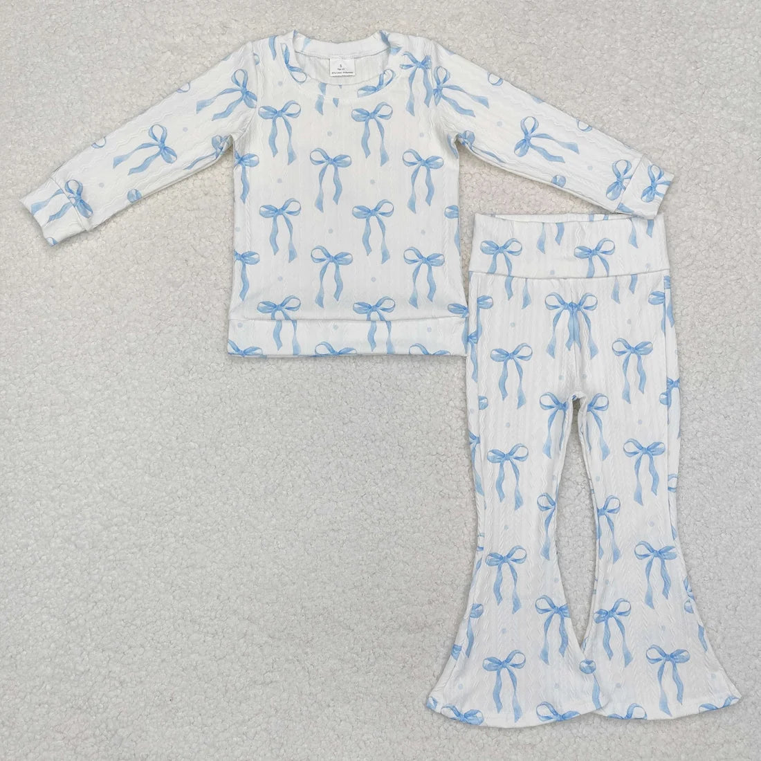 Girls Bows Flowers Tunic Leggings Pant Ruffle Sleeves Outfit