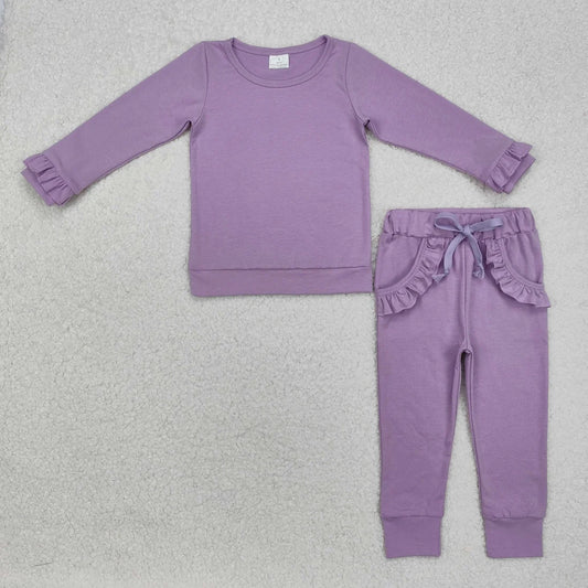 Sibling Baby Girls Cotton Top Ruffle Pockets Pants Jogger