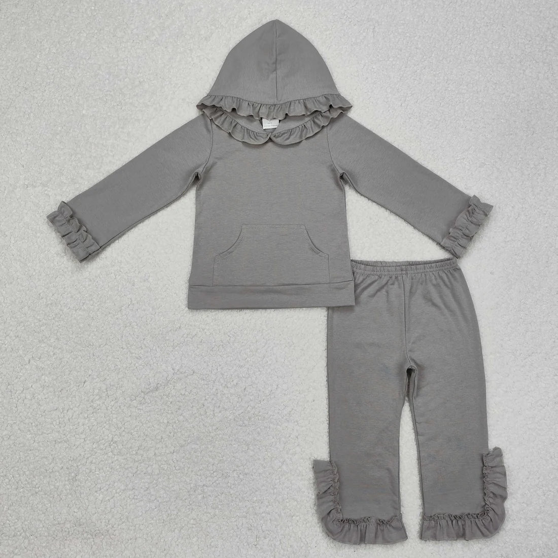 7 Colors Sibling Baby Girls Colorful Cotton Hooded Ruffle Top Bell Pants Clothes Sets