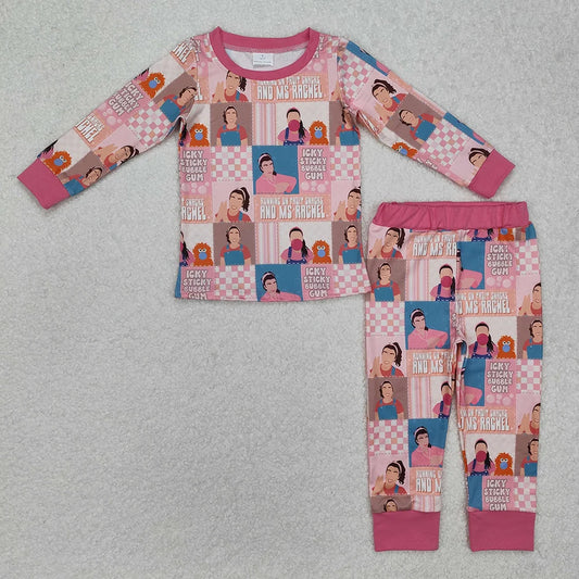Sibling Baby Girls Boys English Teacher Checkered Long Sleeve Pajama Set