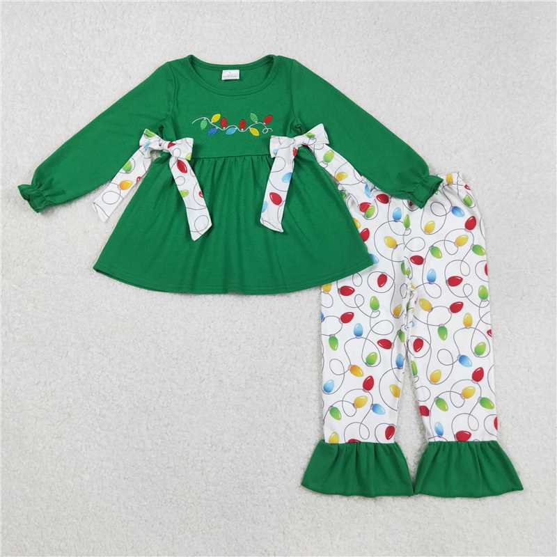 Sibling Kids Girls Christmas Long Sleeve Tunic Top Ruffle Pants Outfit