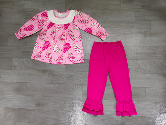 GLP2502 Baby Girls Christmas Tree Cake Top Ruffle Pants Outfit