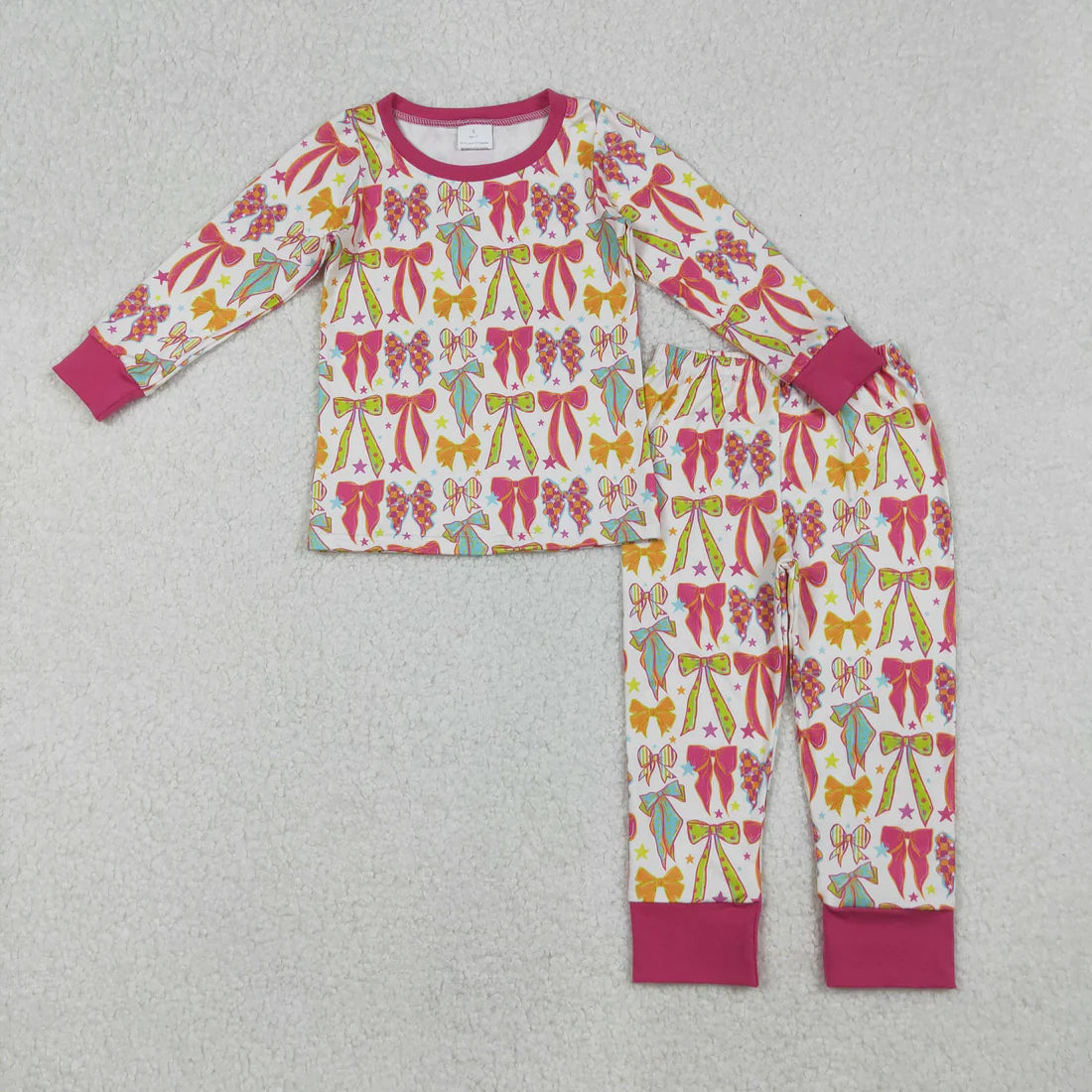 Sibling Baby Girls Colorful Bows Stars Pullovers Pants Pajamas Clothes Sets Rompers