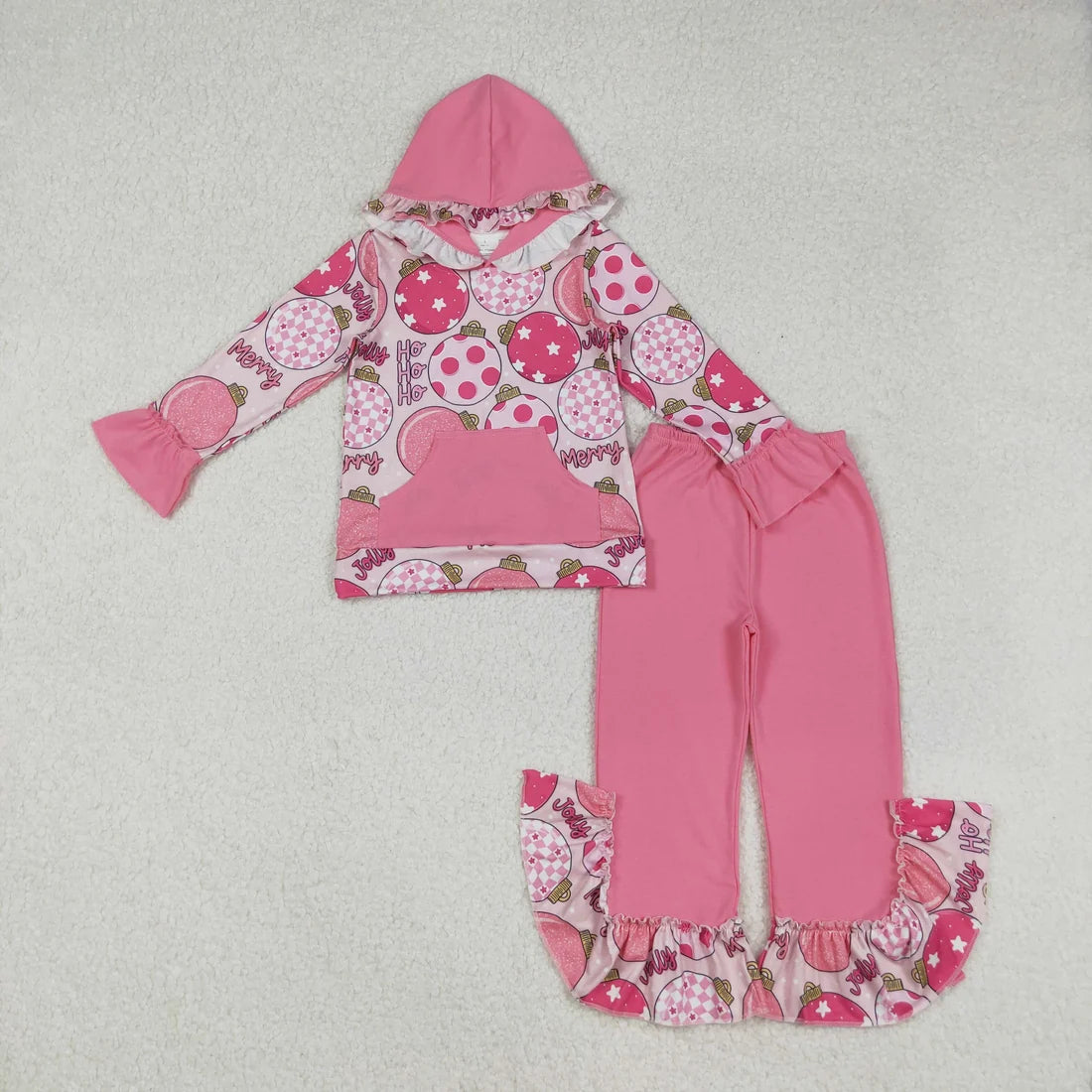 Sibling Baby Girls Christmas Long Sleeve Hoodie Tio with Pants Outfit