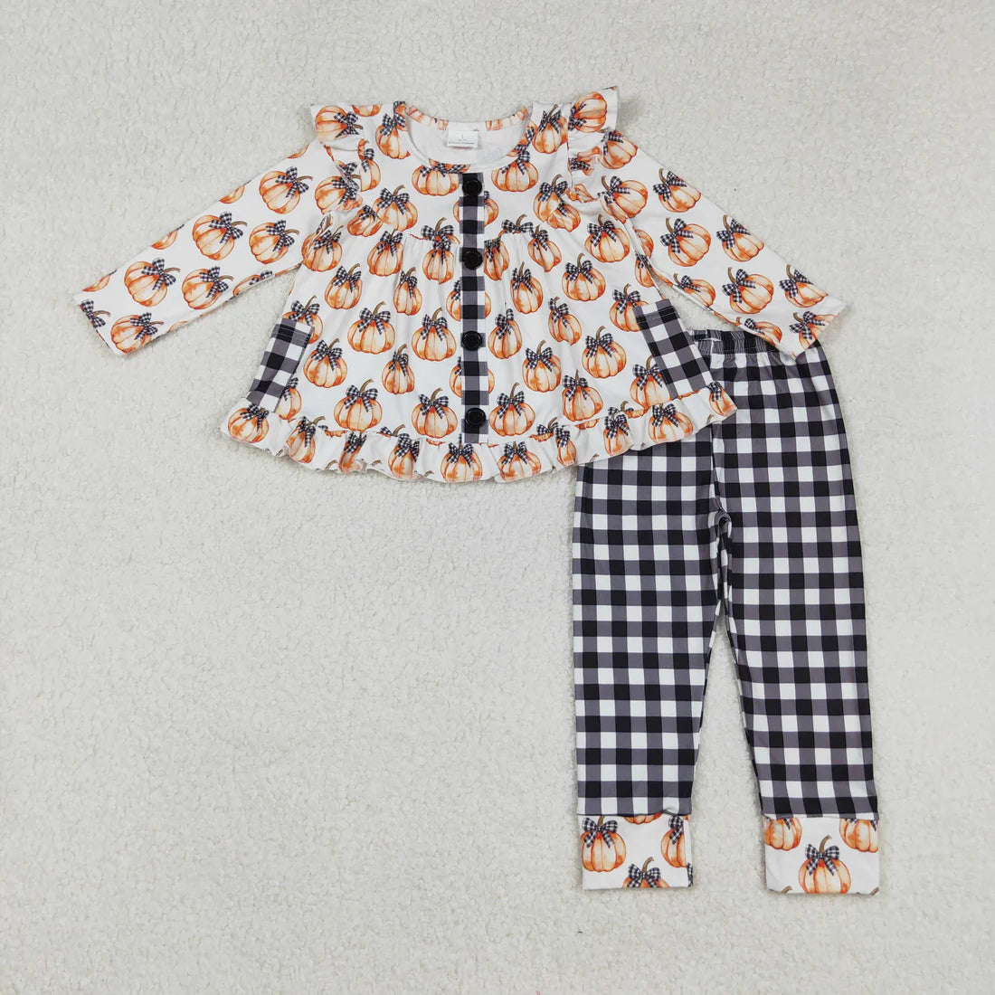Baby Girls Sibling Pumpkin Floral Long Sleeve Tunic Top with Pants Outfit