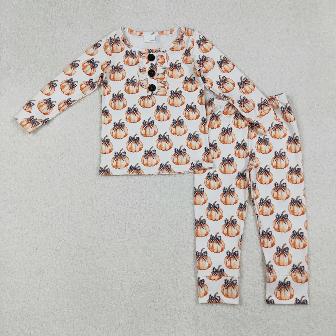 Sibling Baby Girls Fall Pumpkin Long Sleeve Top Pants Pajama Set