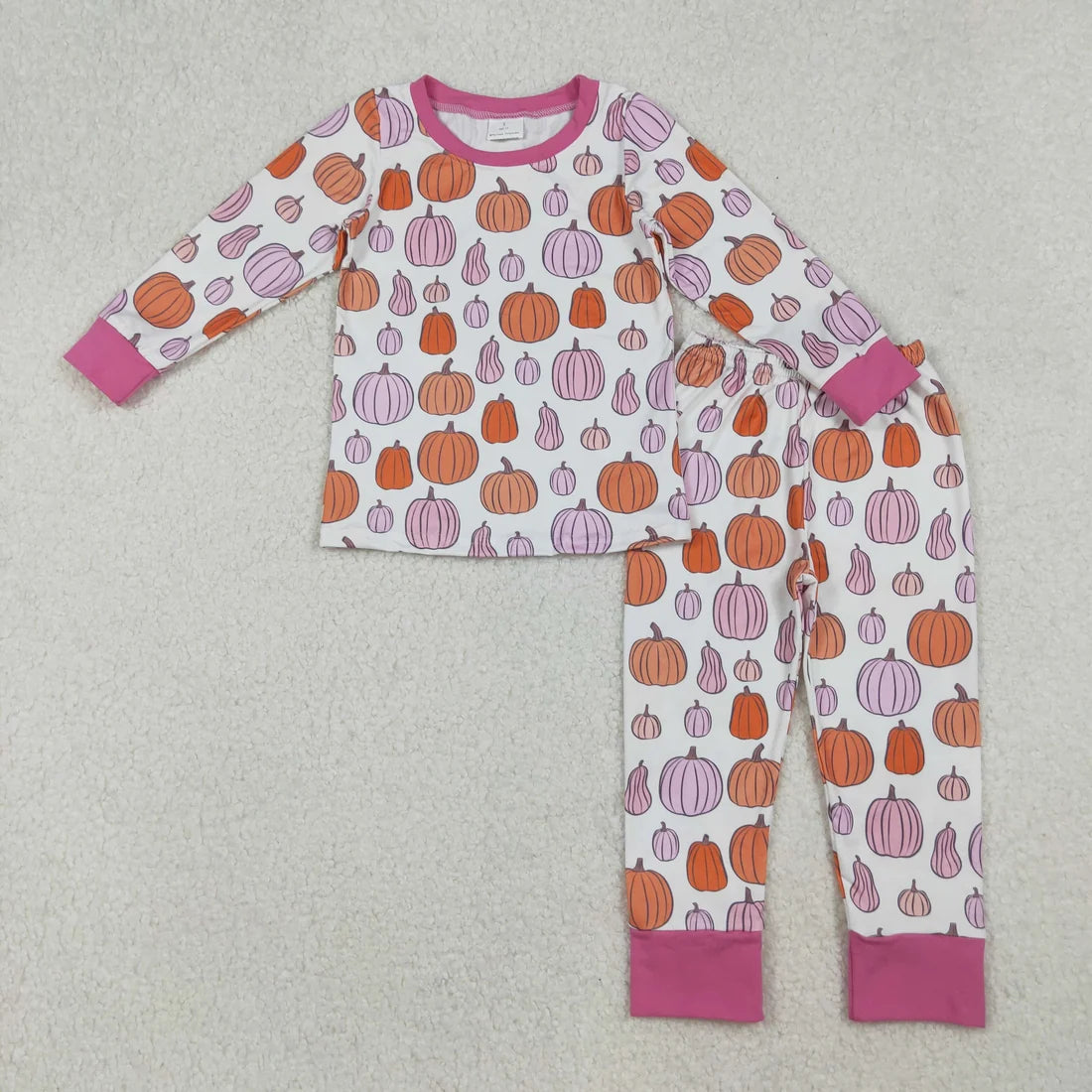 Sibling Baby Girls Fall Pumpkin Long Sleeve Top Pants Pajama Set