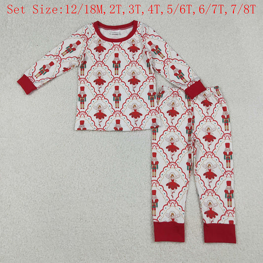 GLP2808 Nutcracke* Soldier Print Girls Christmas Pajamas Clothes Set