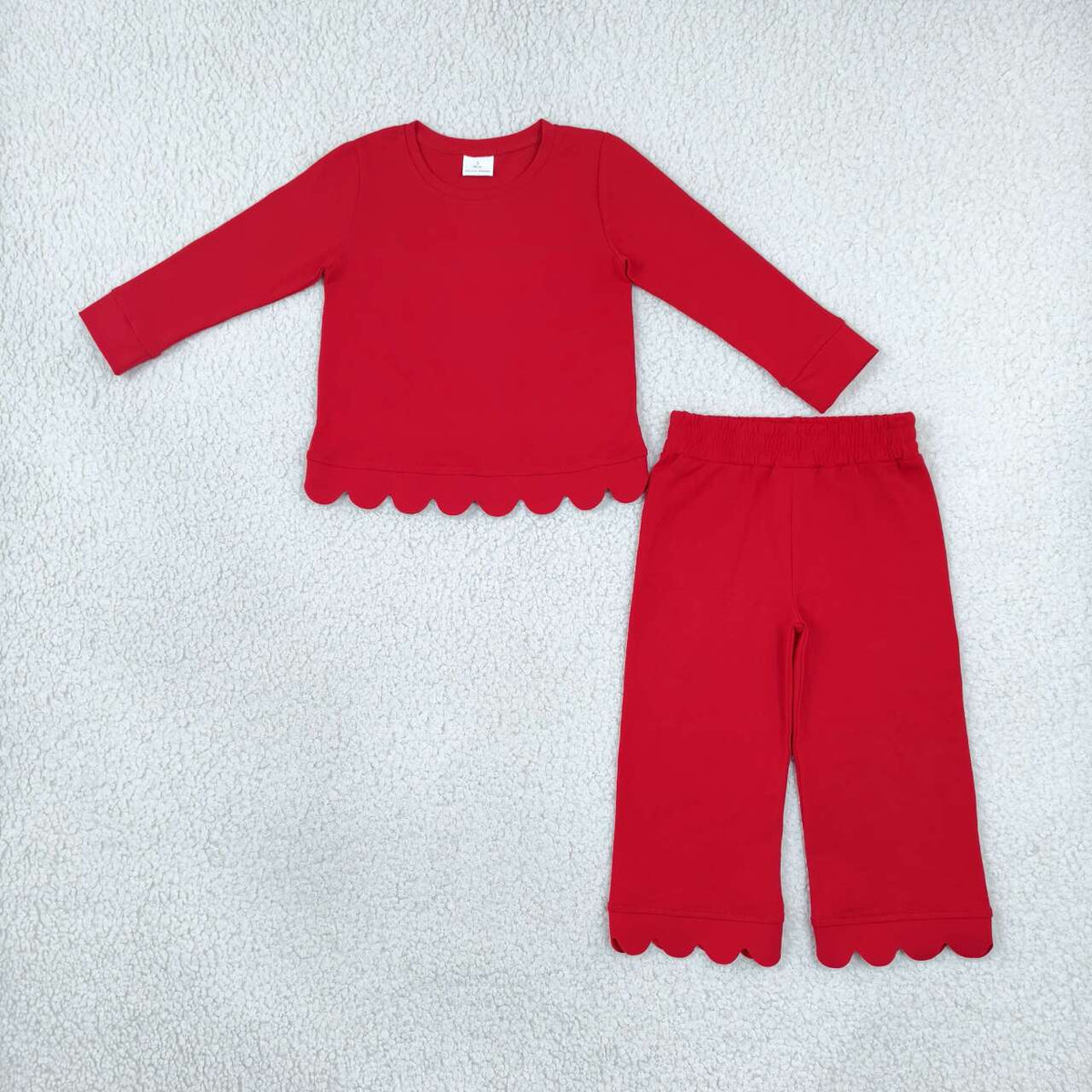 10 Colors Cotton Scallop Edge Long Sleeve Pants Girls Fall Clothes Set Sisters Wear