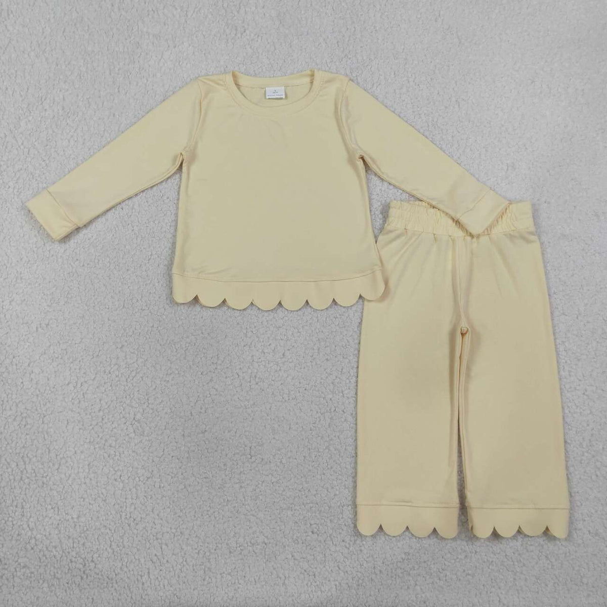 10 Colors Cotton Scallop Edge Long Sleeve Pants Girls Fall Clothes Set Sisters Wear