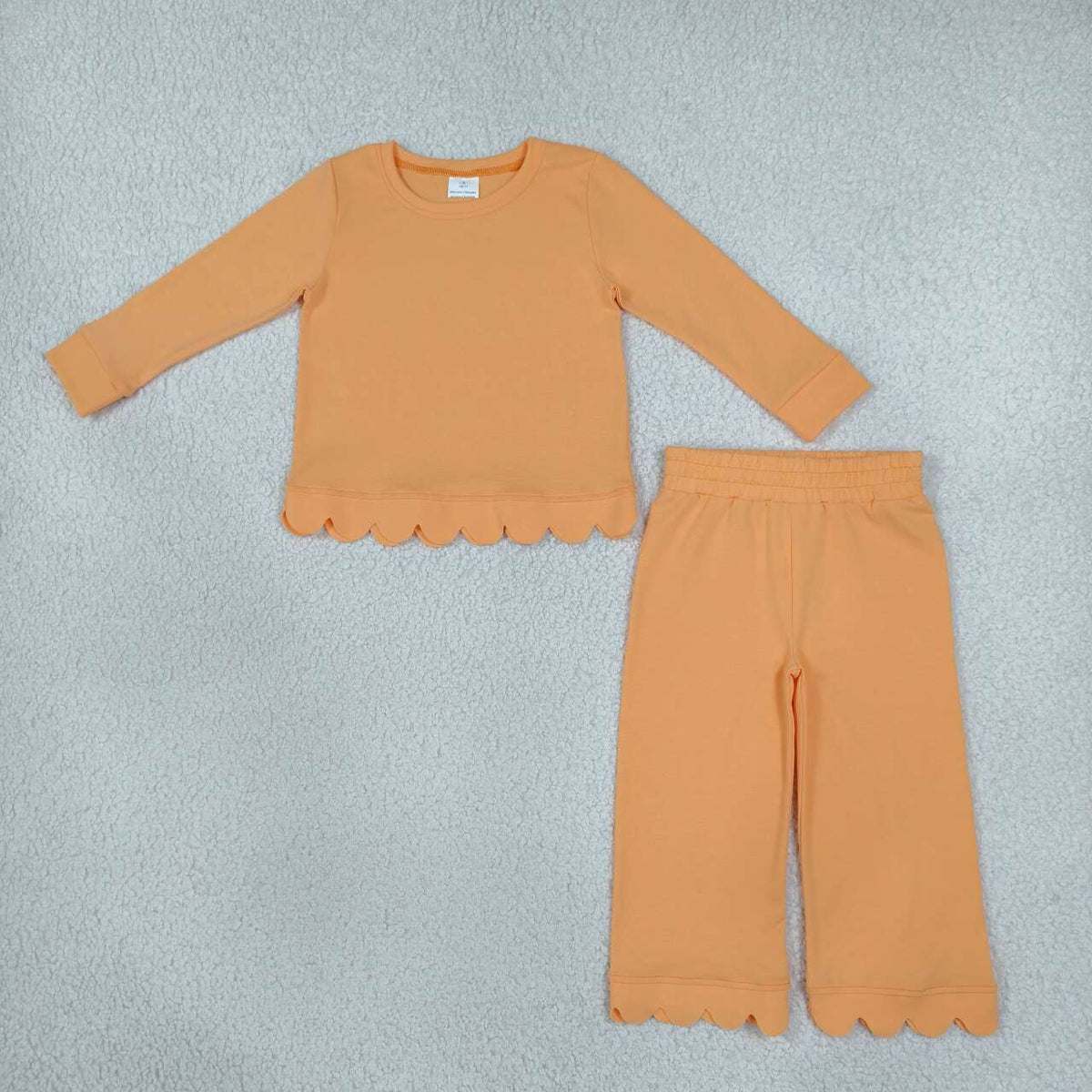 10 Colors Cotton Scallop Edge Long Sleeve Pants Girls Fall Clothes Set Sisters Wear