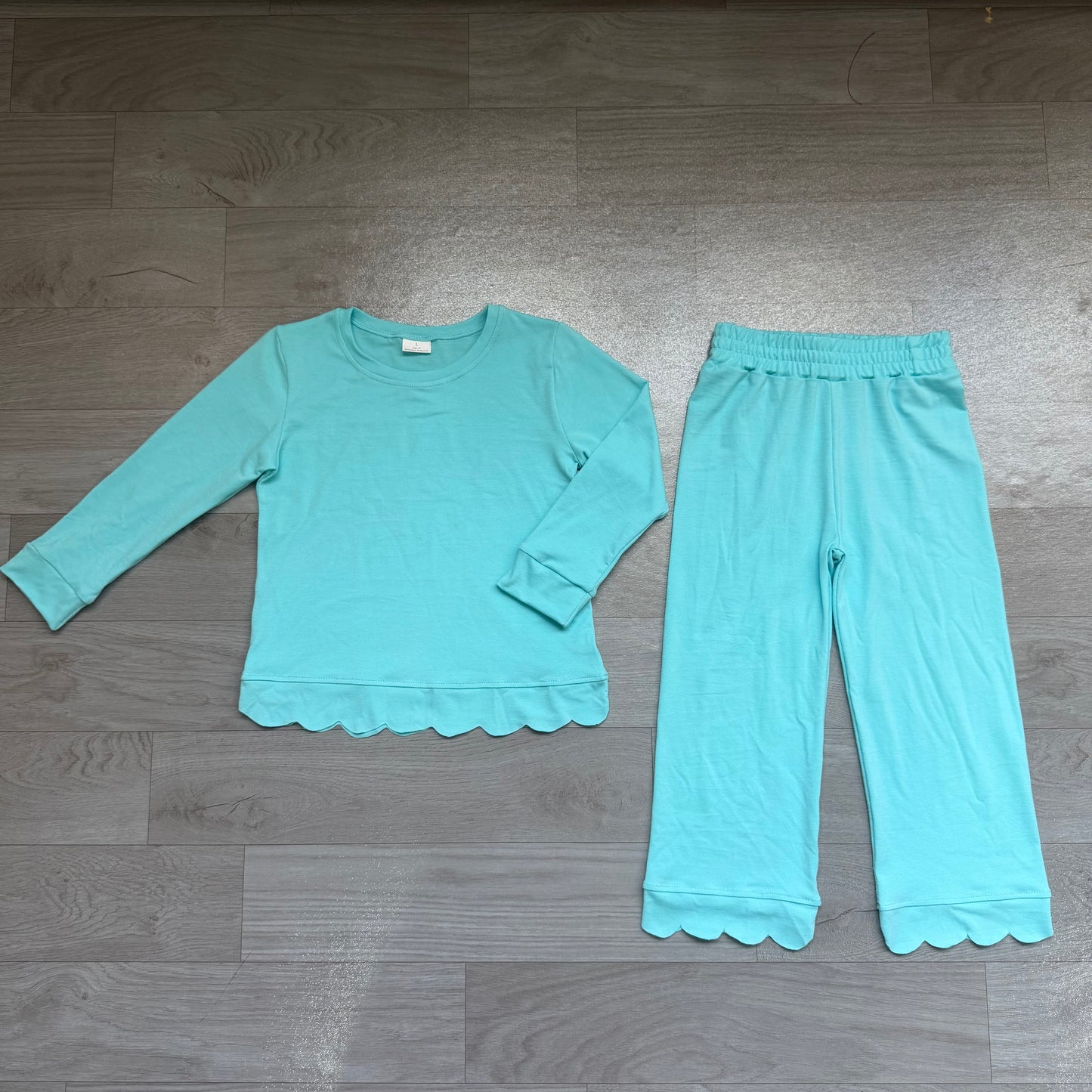 4.10 GLP3297 Preorder Blue Cotton Girls Scallop Clothes Set