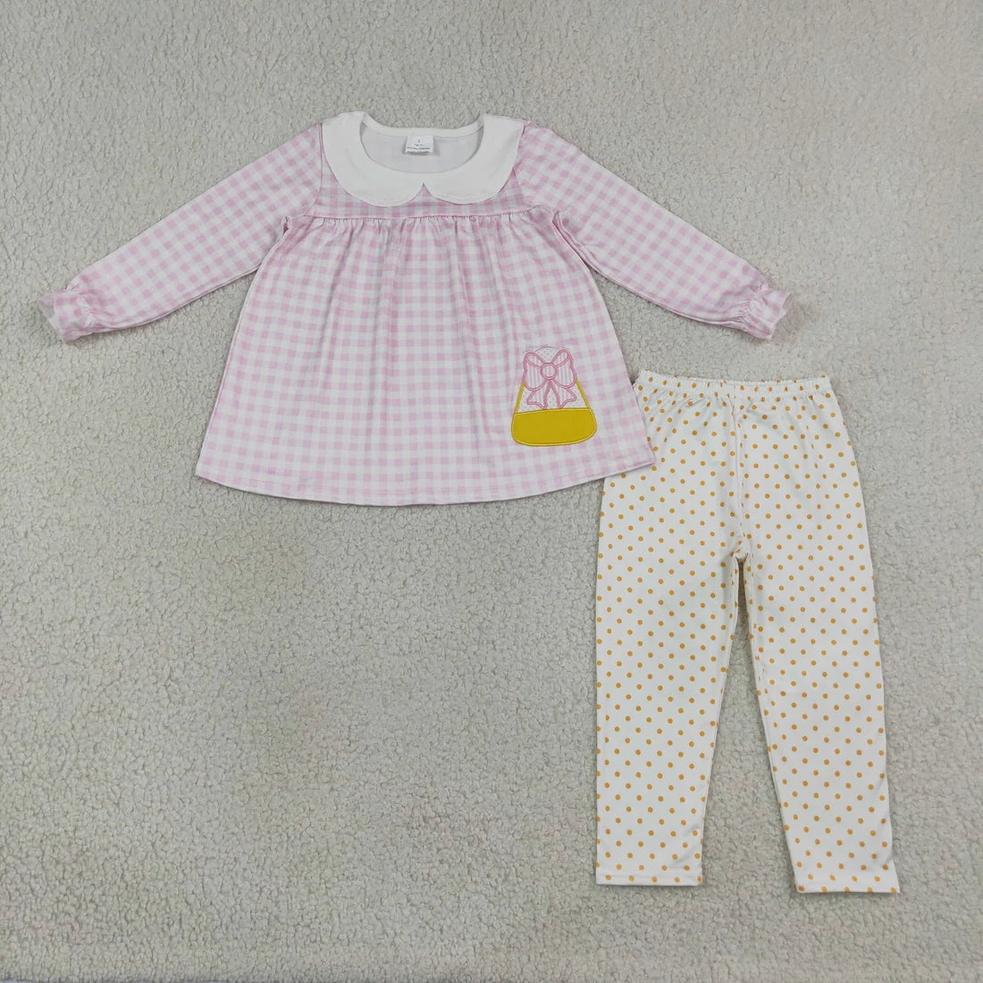 Sibling  Baby Girls Embroidery Pumpkin Tunic Top Leggings Outfit