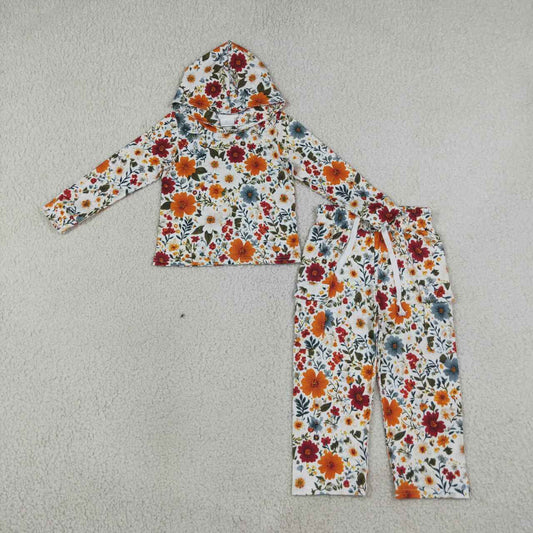 Sibling Baby Girls Fall Floral Long Sleeve Hoodie Top Jogger Outfit
