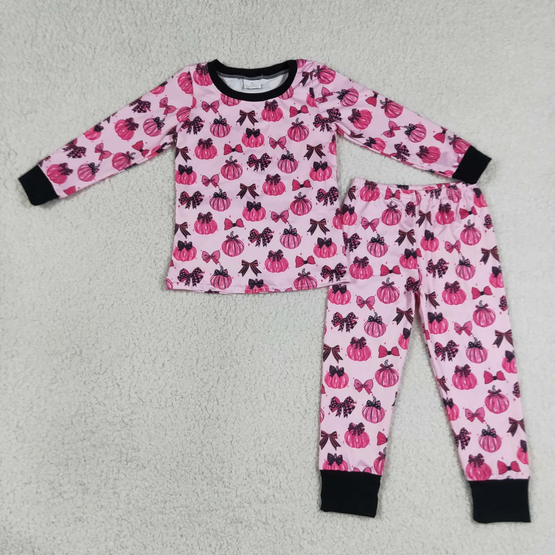 Sibling Baby Girls Fall Pumpkin Long Sleeve Top Pants Pajama Set