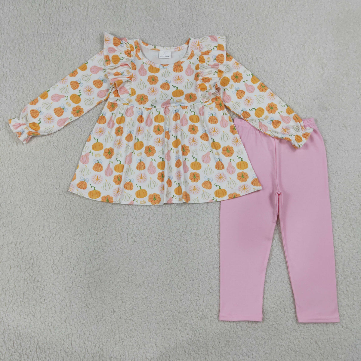 Sibling Baby Girls Embroidery Pumpkin Outfit Dress and Romper
