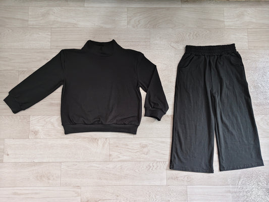 6.23 Preorder GLP3411 Black Color Long Sleeve Top Pocket Pants Girls Cotton Clothes Set