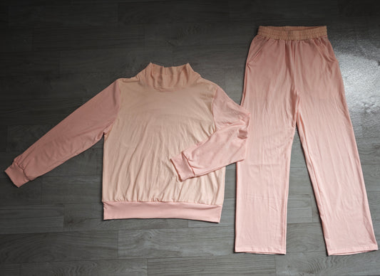 6.23 Preorder GLP3415 Pink Color Long Sleeve Top Pocket Pants Woman Cotton Clothes Set