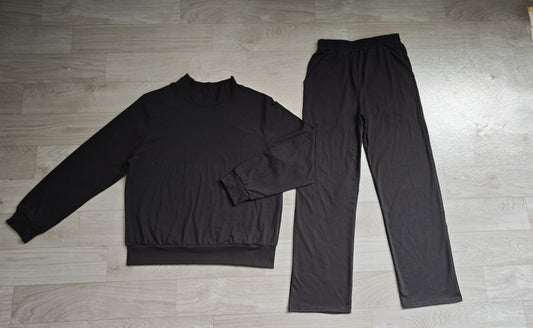 6.23 Preorder GLP3416 Black Color Long Sleeve Top Pocket Pants Woman Cotton Clothes Set