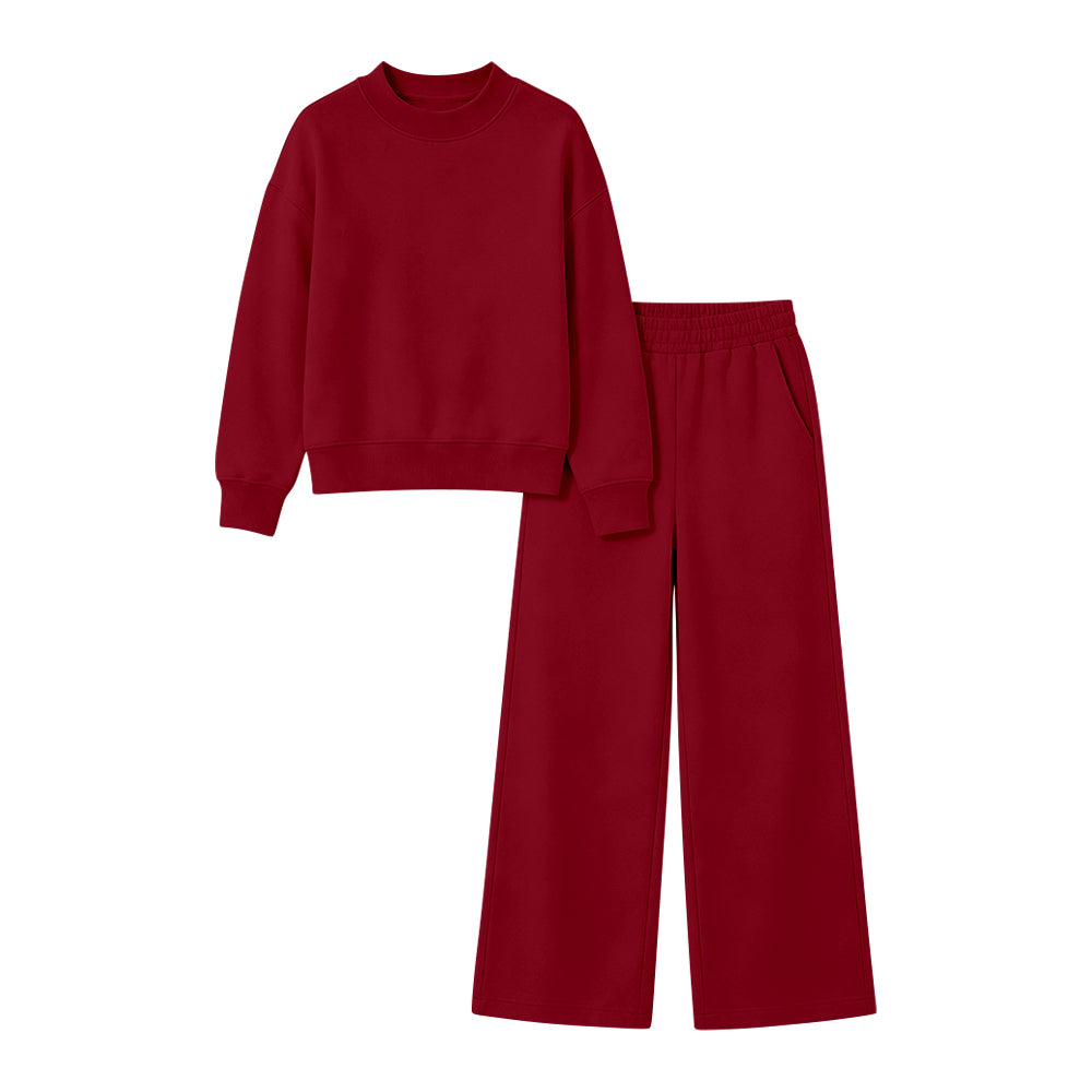 6.23 Preorder GLP3418 Wine Color Long Sleeve Top Pocket Pants Woman Cotton Clothes Set