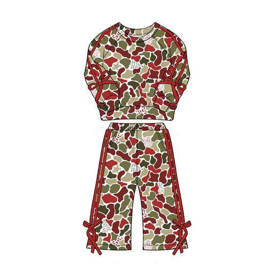 6.26 Preorder Kids Girls Christmas Camo Sweatshirt With Wild Leg Pants Set