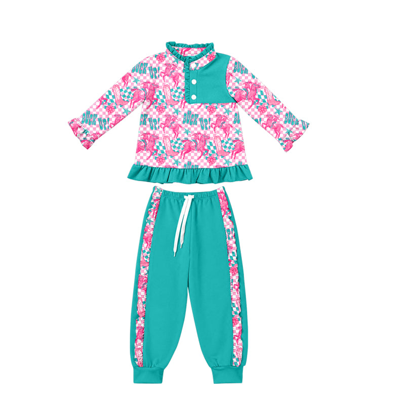6.26 Preorder Kids Girls Western Cowgirls Pullover Top with Jogger Outfit