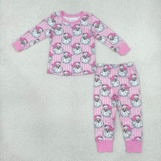 Sibling Baby Girls  Christmas Santa Pink Striped Outfit and Romper