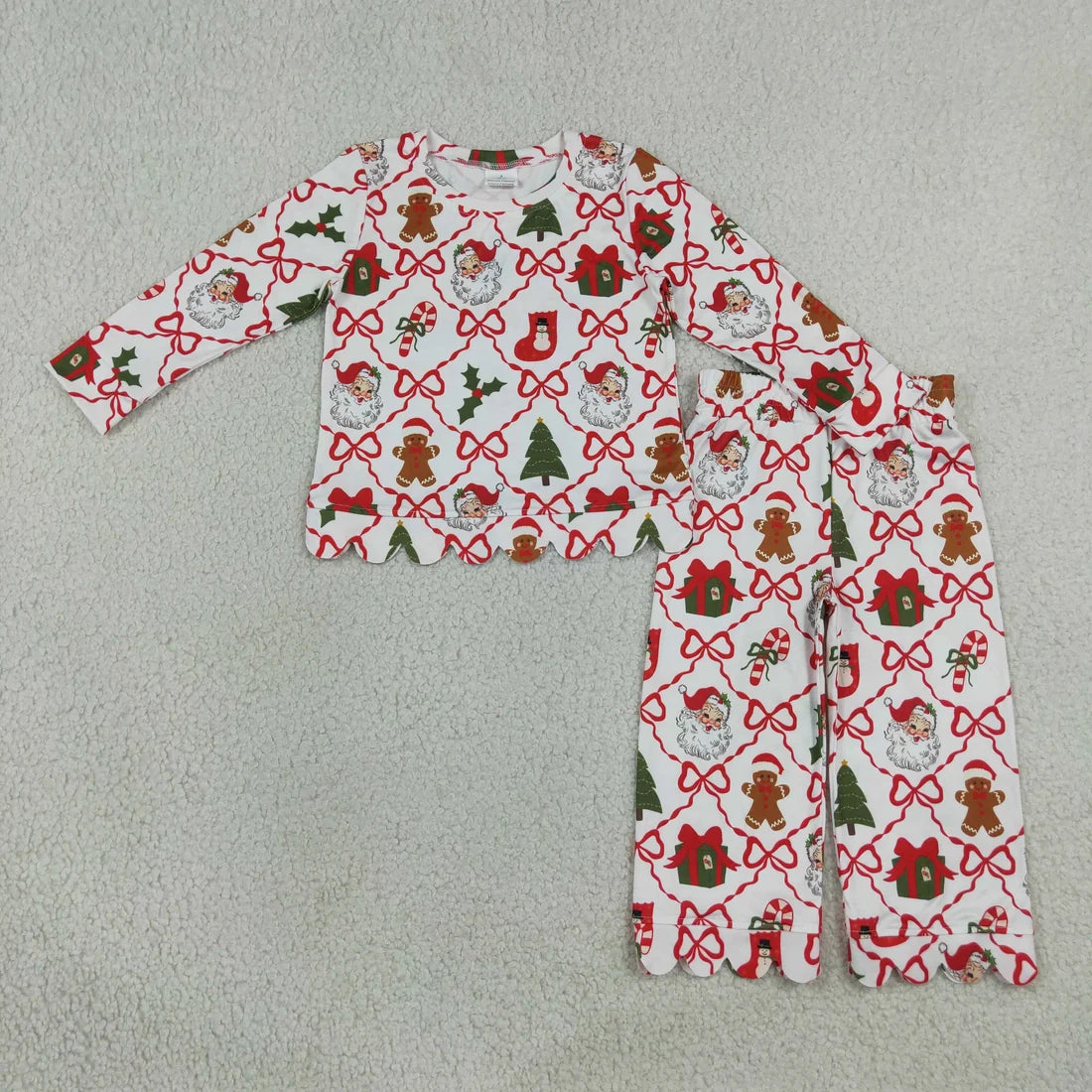 Sibling Kids Girls Pumpkin Christmas Floral Long Sleeve Top Scallop Outfit
