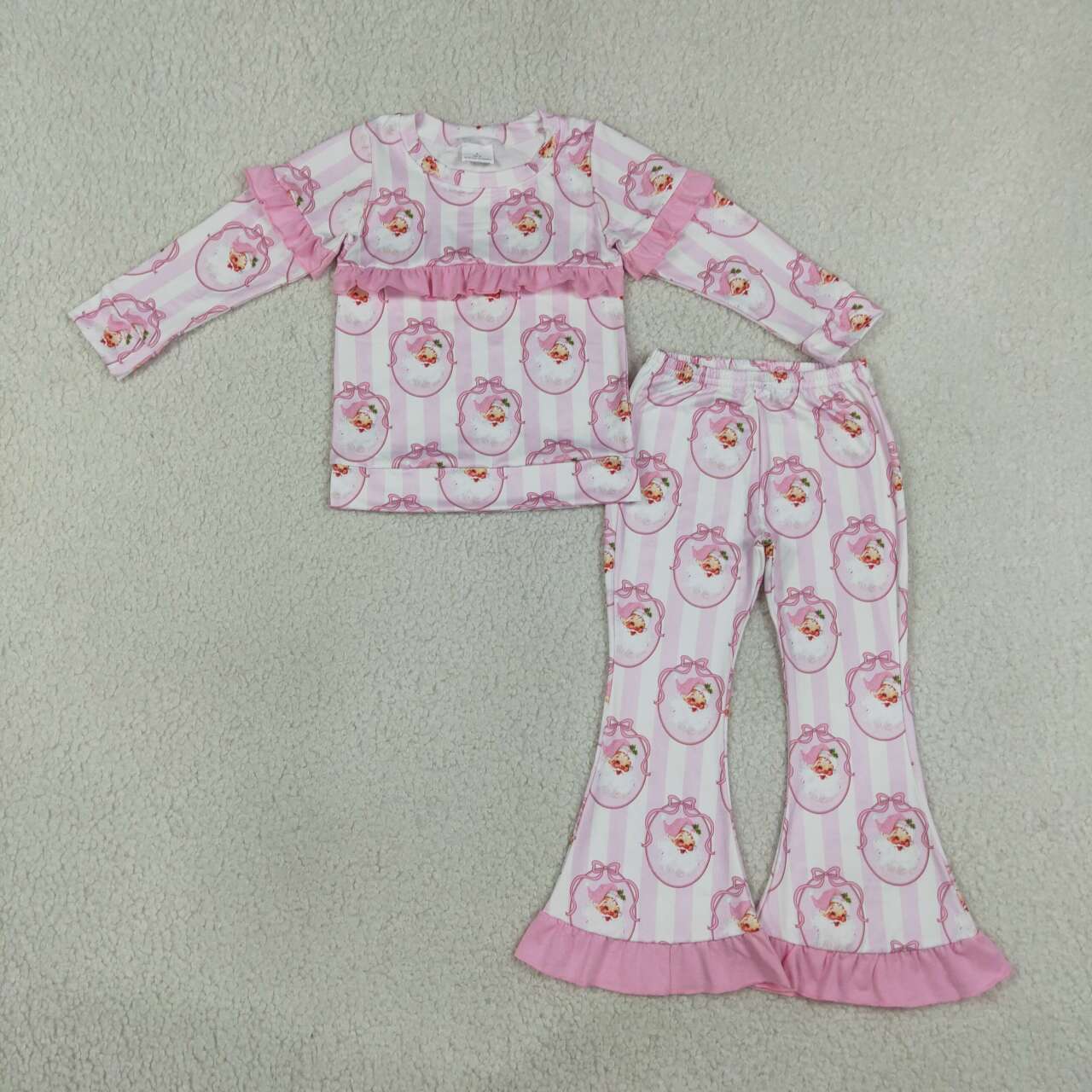 Sibling Baby Girls Long Sleeve Pumpkin Santa Ruffle Rop Bell Botton Outfit