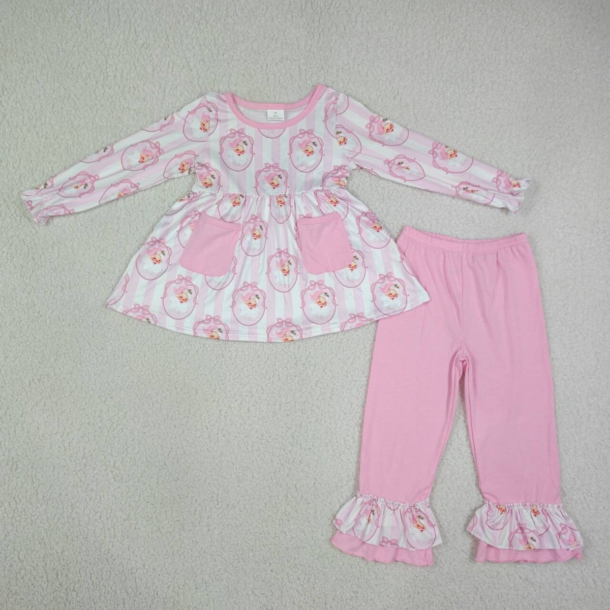 Sibling Kids Girls  Christmas Pocket Tunic Top Ruffle Pants Outfit
