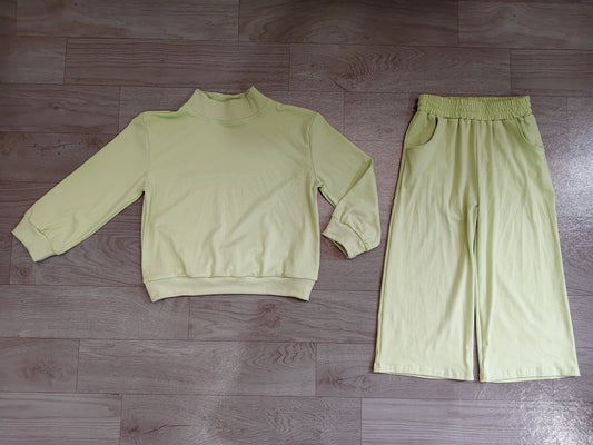 7.4 Preorder GLP3474 Green Cotton Long Sleeve Pocket Pants Girls Fall Clothes Set