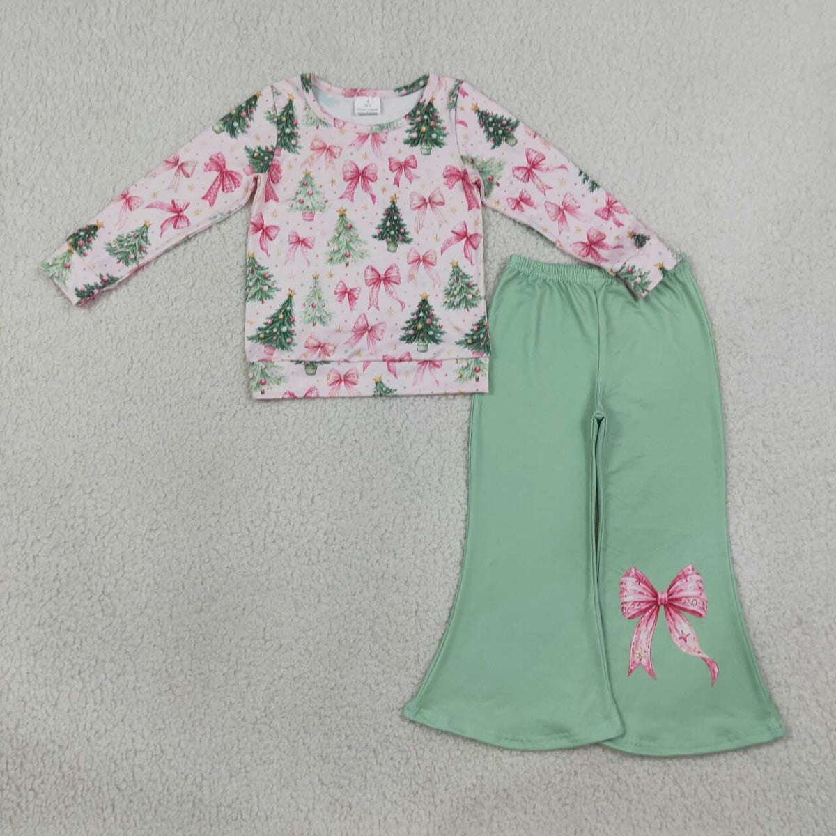 Sibling Baby Girls Halloween Christmas Long Sleeve Top with Bell Bottom Pants Outfit