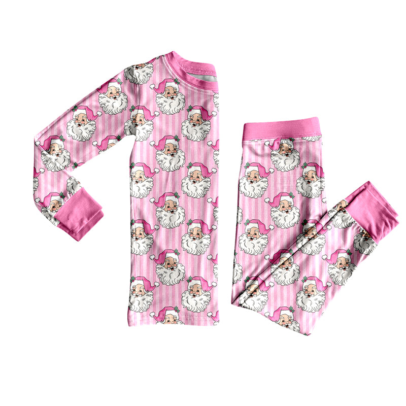 7.29  Preorder Boys Red Christmas  Santa Pink Long Sleeve Pajama Set