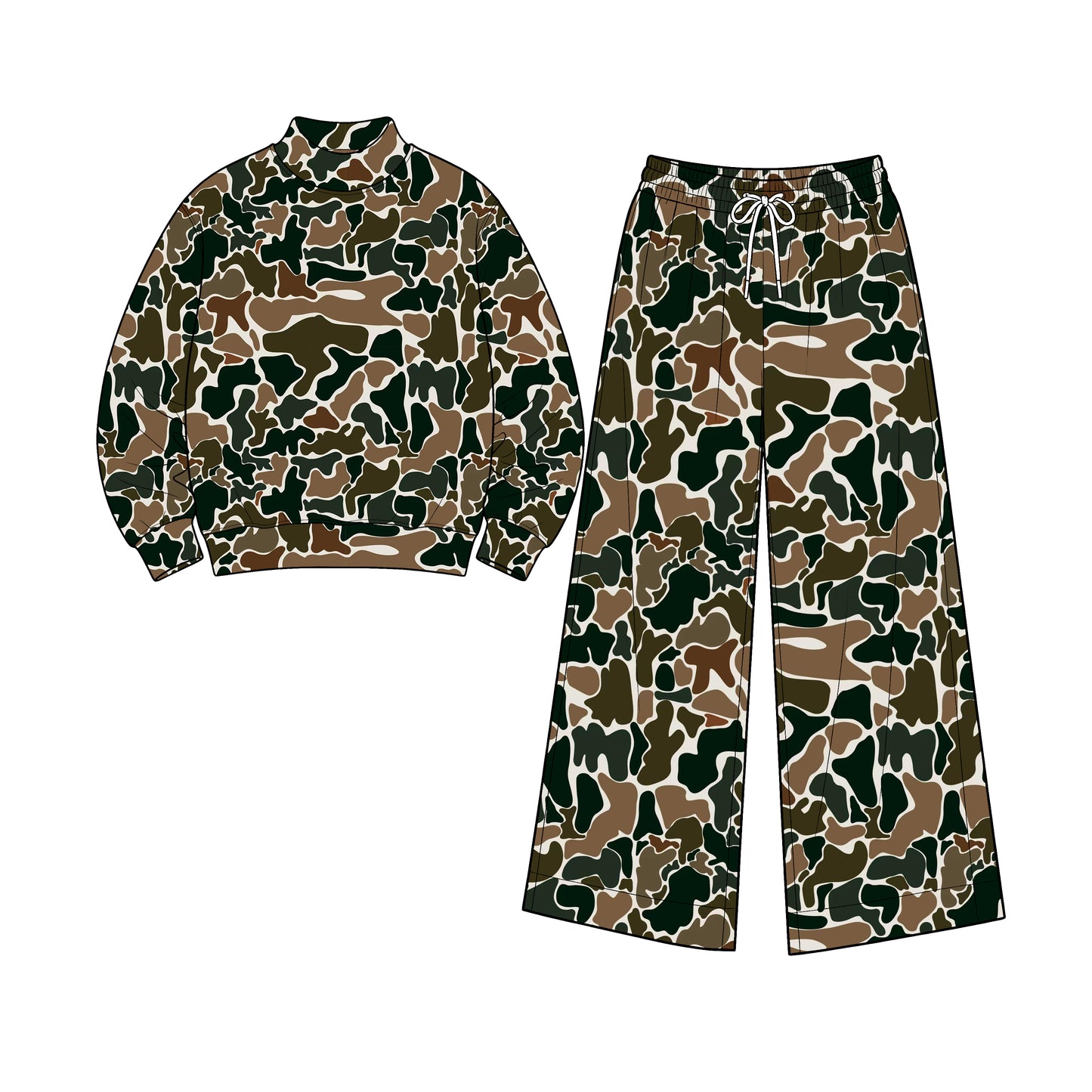 8.1 GLP3606 Preorder Adult Brown Camo Print Long Sleeve Top Pockets Pants Woman Yoga Clothes Set