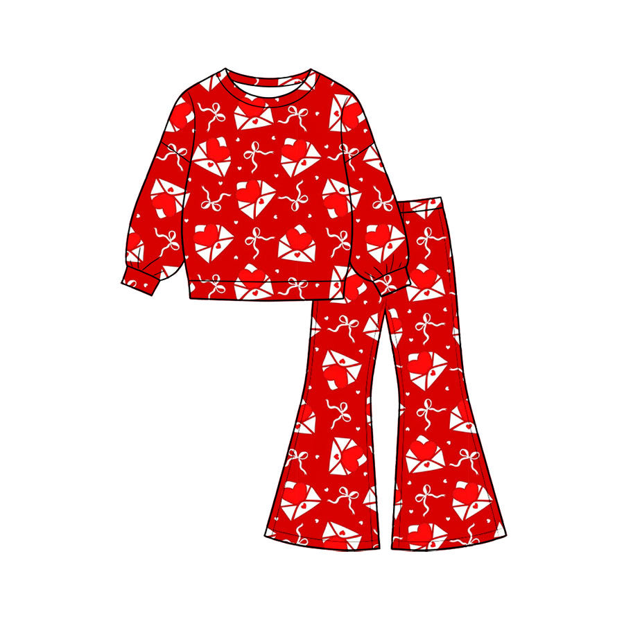 8.6 GLP3637 Preorder Love Letter Hearts Bows Print Girls Valentine's Day Scallop Clothes Set