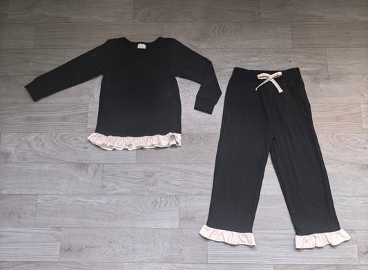 8.10 GLP3671 Preorder Black Thick Cotton Girls Fall Clothes Set