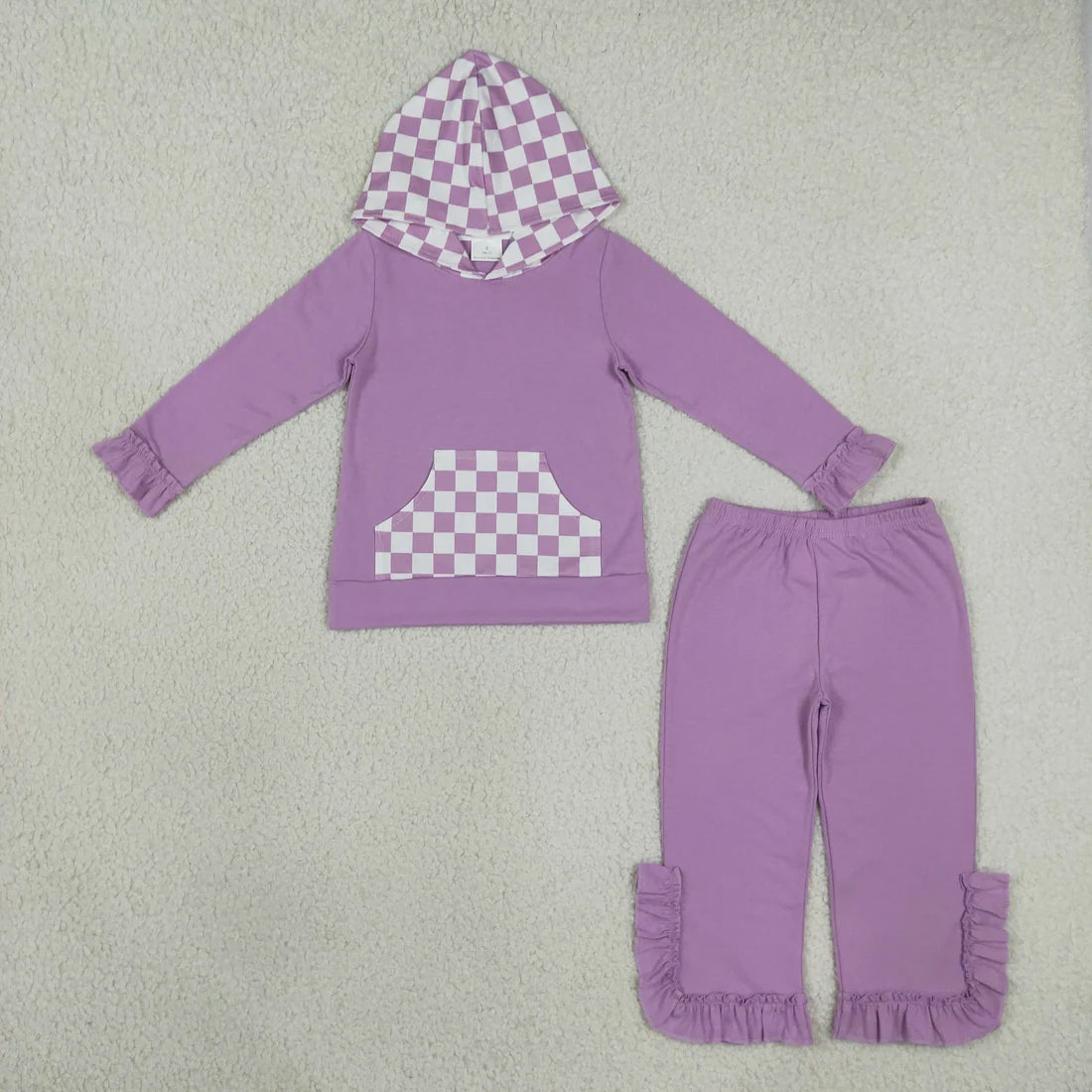 Sibling Toddler Girls Pocket Hoodie Ruffle Pants Cotton Outfit