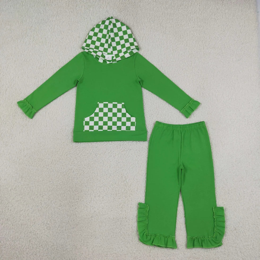 Sibling Toddler Girls Pocket Hoodie Ruffle Pants Cotton Outfit
