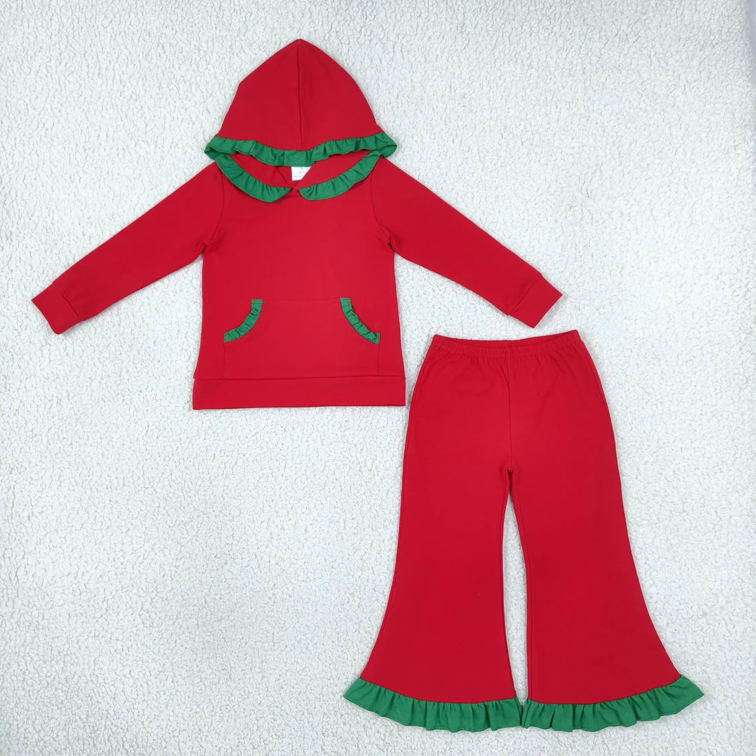 Sibling Toddler Girls Pocket Hoodie Ruffle Pants Cotton Outfit