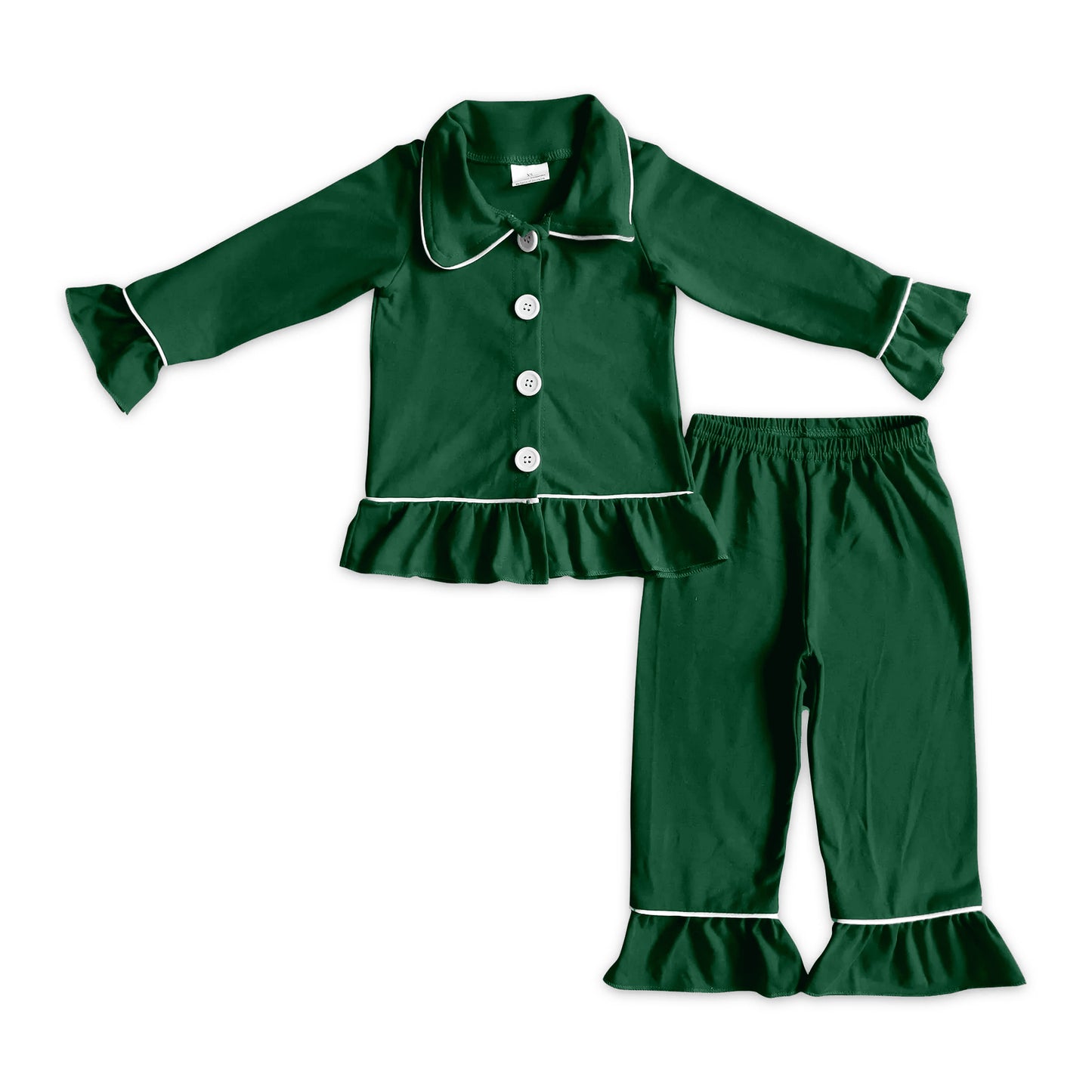 8.21GLP3782 Preorder Adult Green Cotton Woman Christmas Buttons Pajamas Clothes Set