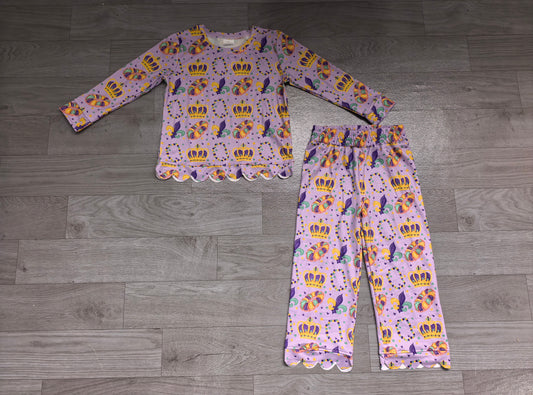 9.14 GLP3883 Donut Anchor Print Girls Mardi Gras Scallop Clothes Set