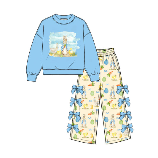 10.3 Preorder GLP3970 Baby Girls Easter Bunny Top Bow Pants Outfit