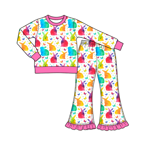 10.3 Preorder GLP3971 Girls Easter Rainbow Bunny 2 Piece Outfit