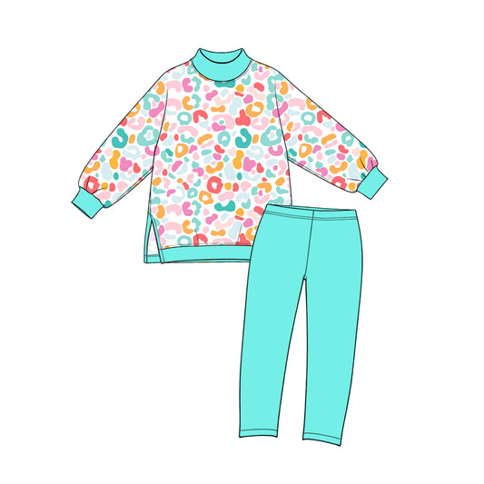 10.20 GLP4029 Preorder Colorful Leopard Top Legging Pants Girls Yoga Clothes Set