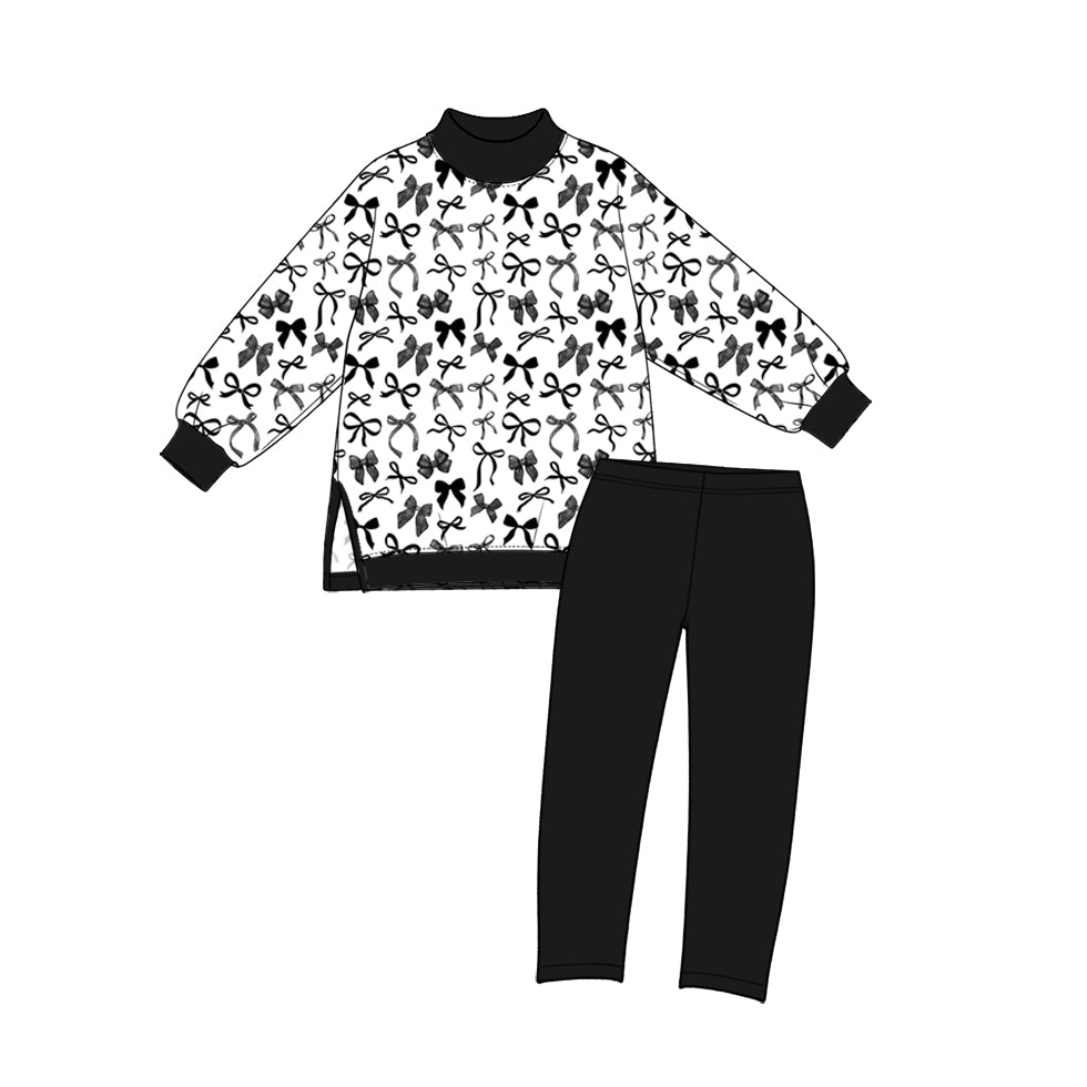 10.20 GLP4032 Preorder Black Bows Top Legging Pants Girls Yoga Clothes Set